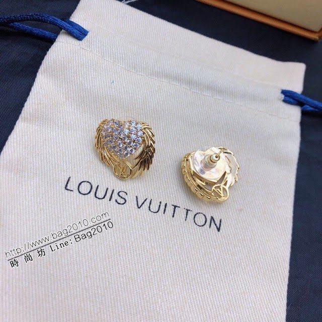 Louis Vuitton新款飾品 路易威登鑲鑽耳釘 LV心形翅膀滿鑽耳釘耳環  zglv2213